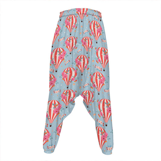 Floral Air Balloon Pattern Print Hammer Pants