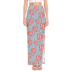 Floral Air Balloon Pattern Print High Slit Maxi Skirt