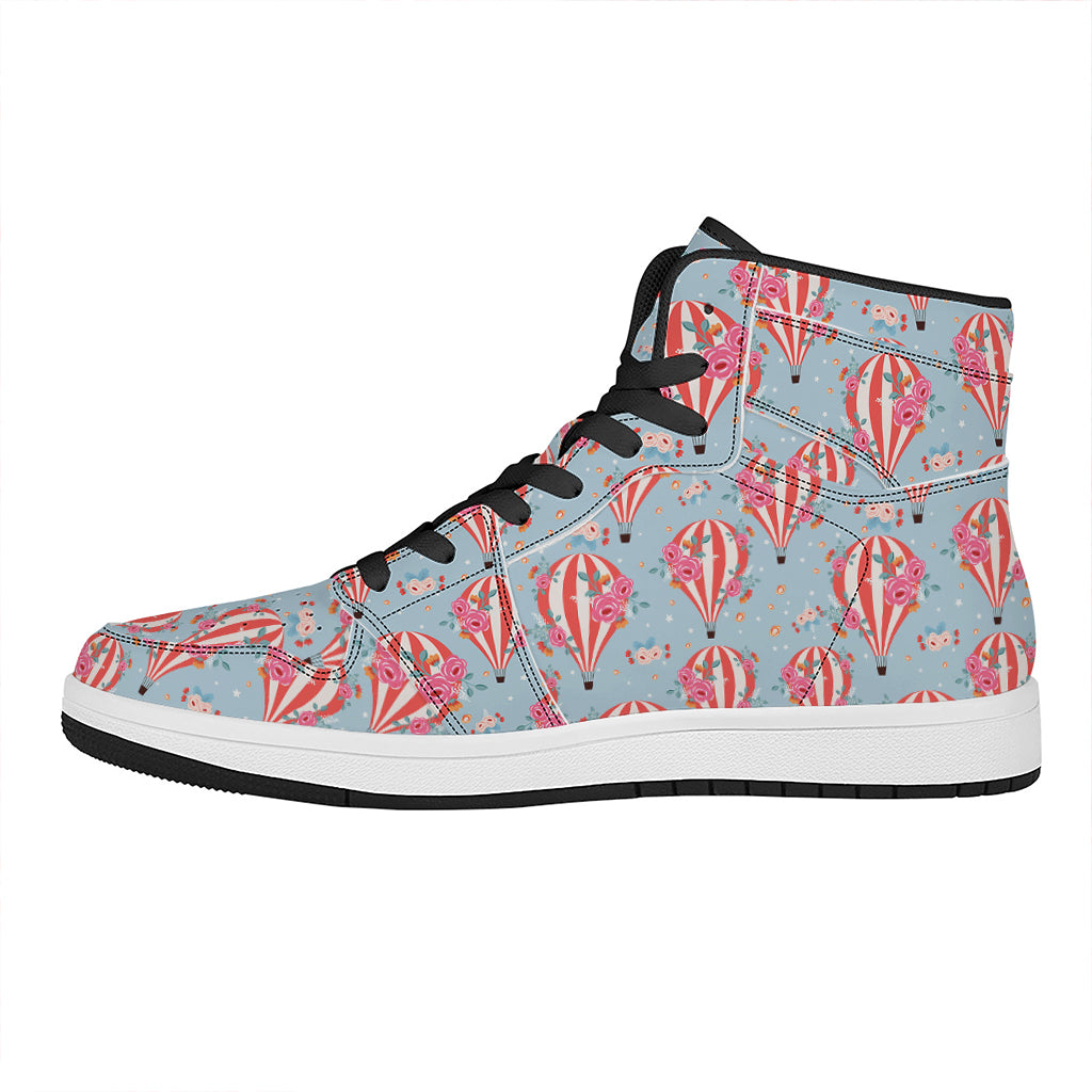 Floral Air Balloon Pattern Print High Top Leather Sneakers