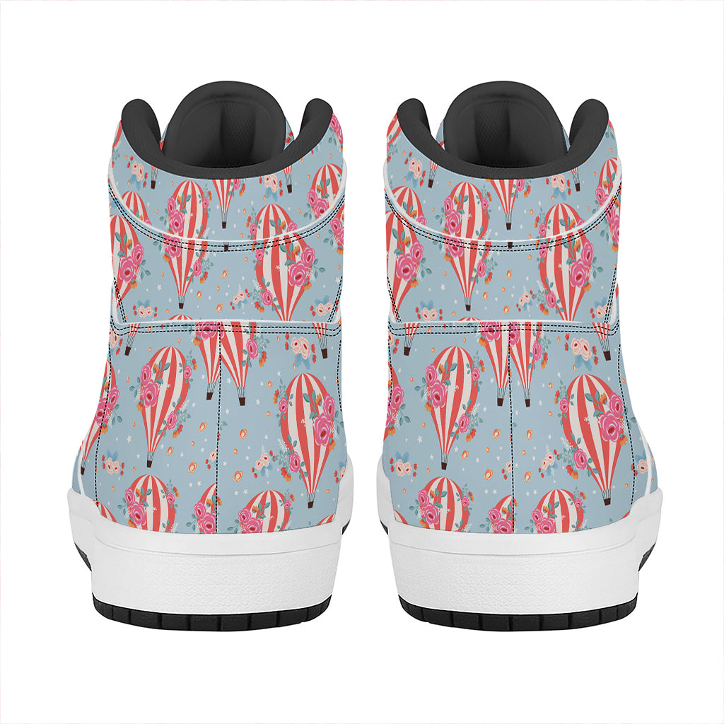 Floral Air Balloon Pattern Print High Top Leather Sneakers