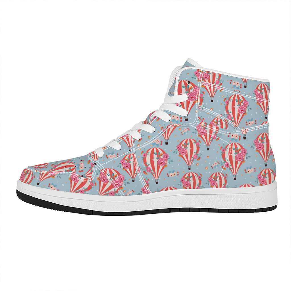 Floral Air Balloon Pattern Print High Top Leather Sneakers