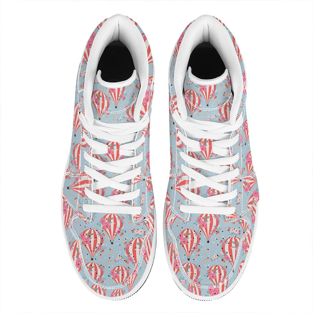 Floral Air Balloon Pattern Print High Top Leather Sneakers