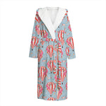 Floral Air Balloon Pattern Print Hooded Bathrobe