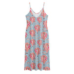 Floral Air Balloon Pattern Print Jersey Midi Cami Dress