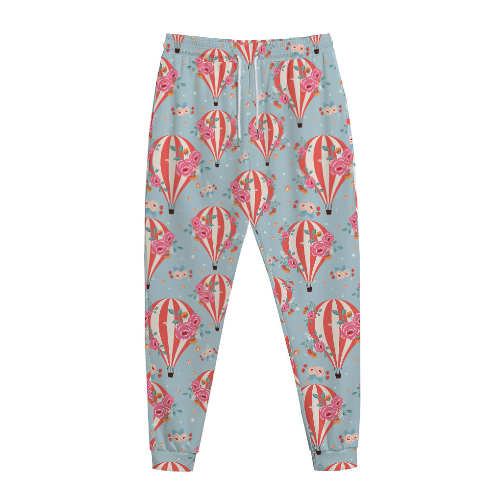 Floral Air Balloon Pattern Print Jogger Pants