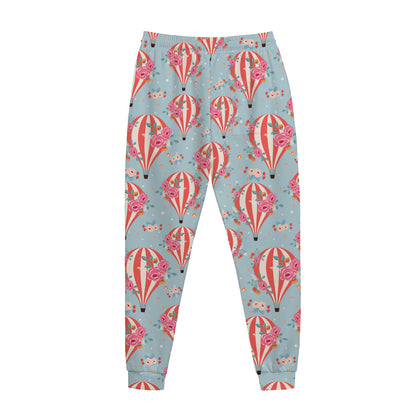 Floral Air Balloon Pattern Print Jogger Pants