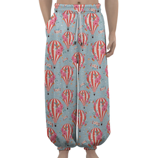 Floral Air Balloon Pattern Print Lantern Pants