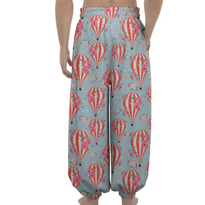 Floral Air Balloon Pattern Print Lantern Pants