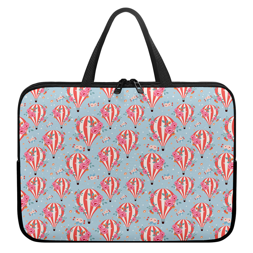 Floral Air Balloon Pattern Print Laptop Sleeve With Handle
