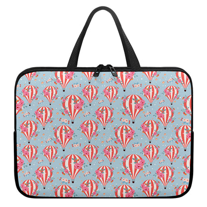 Floral Air Balloon Pattern Print Laptop Sleeve With Handle