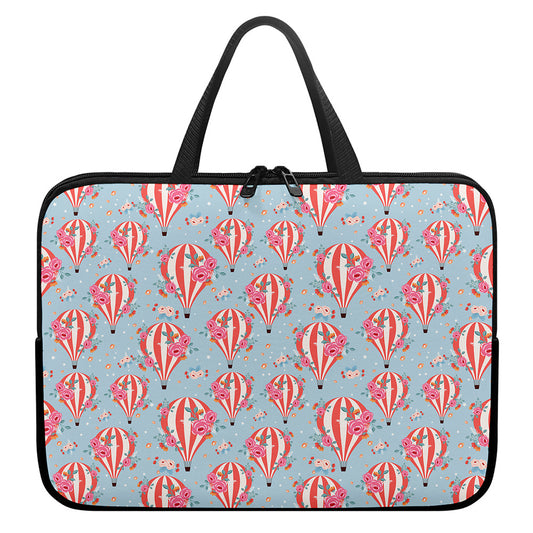 Floral Air Balloon Pattern Print Laptop Sleeve With Handle