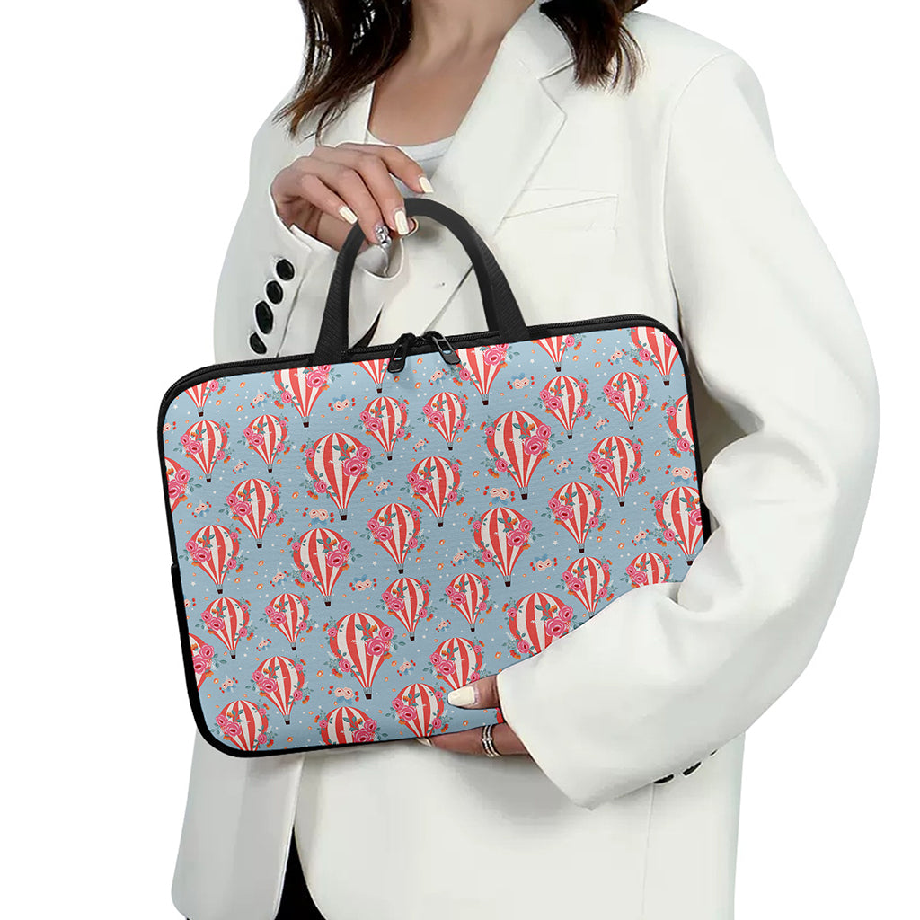 Floral Air Balloon Pattern Print Laptop Sleeve With Handle