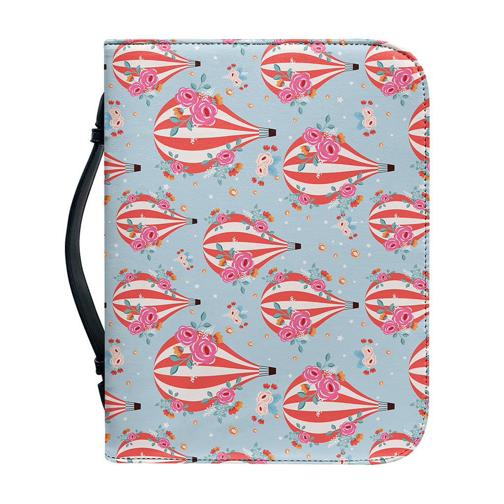 Floral Air Balloon Pattern Print Leather Bible Cover