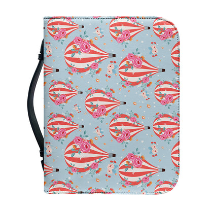 Floral Air Balloon Pattern Print Leather Bible Cover