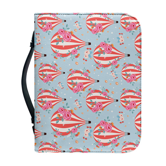 Floral Air Balloon Pattern Print Leather Bible Cover