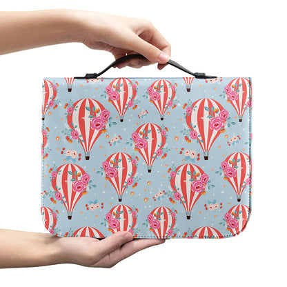 Floral Air Balloon Pattern Print Leather Bible Cover