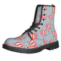 Floral Air Balloon Pattern Print Lace-Up Boots