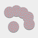 Floral Air Balloon Pattern Print Leather Coaster Set