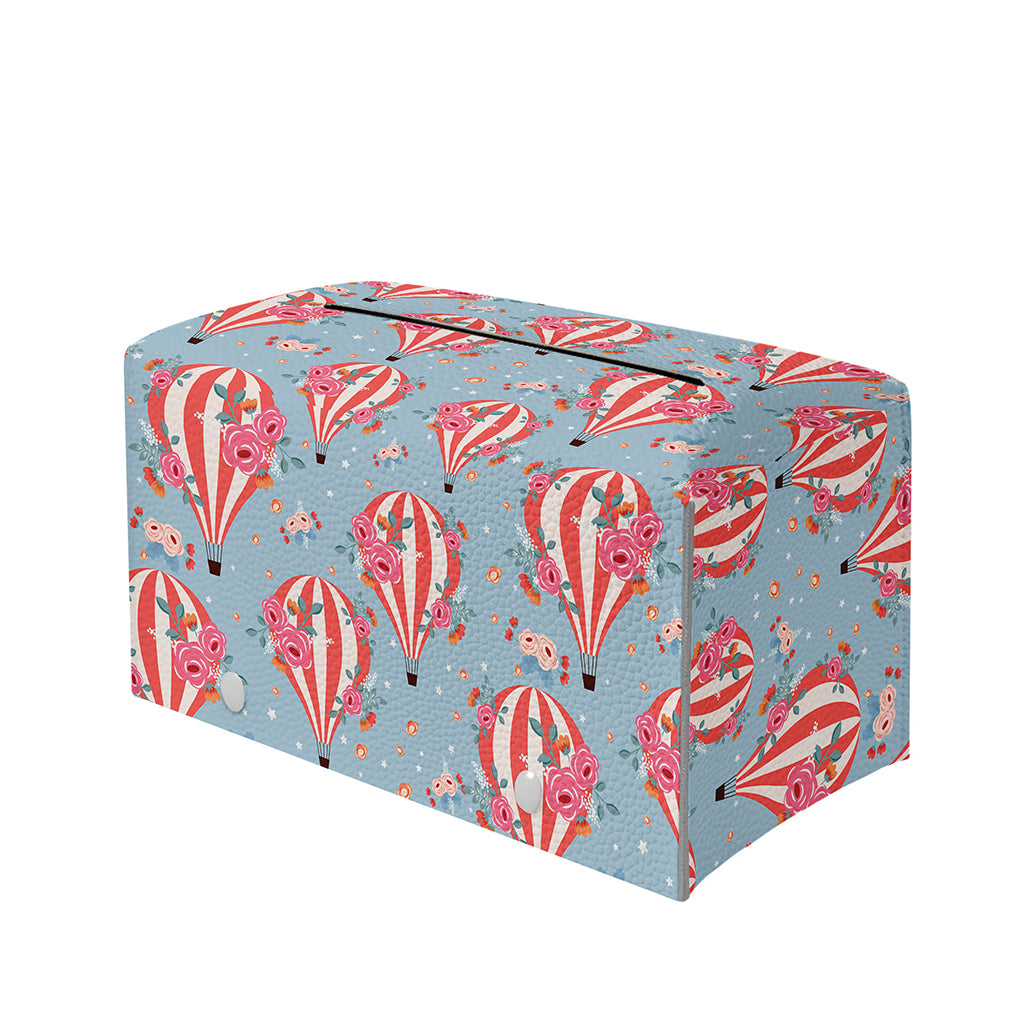 Floral Air Balloon Pattern Print Leather Tissue Box Cover