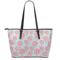 Floral Air Balloon Pattern Print Leather Tote Bag With Zipper