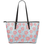 Floral Air Balloon Pattern Print Leather Tote Bag