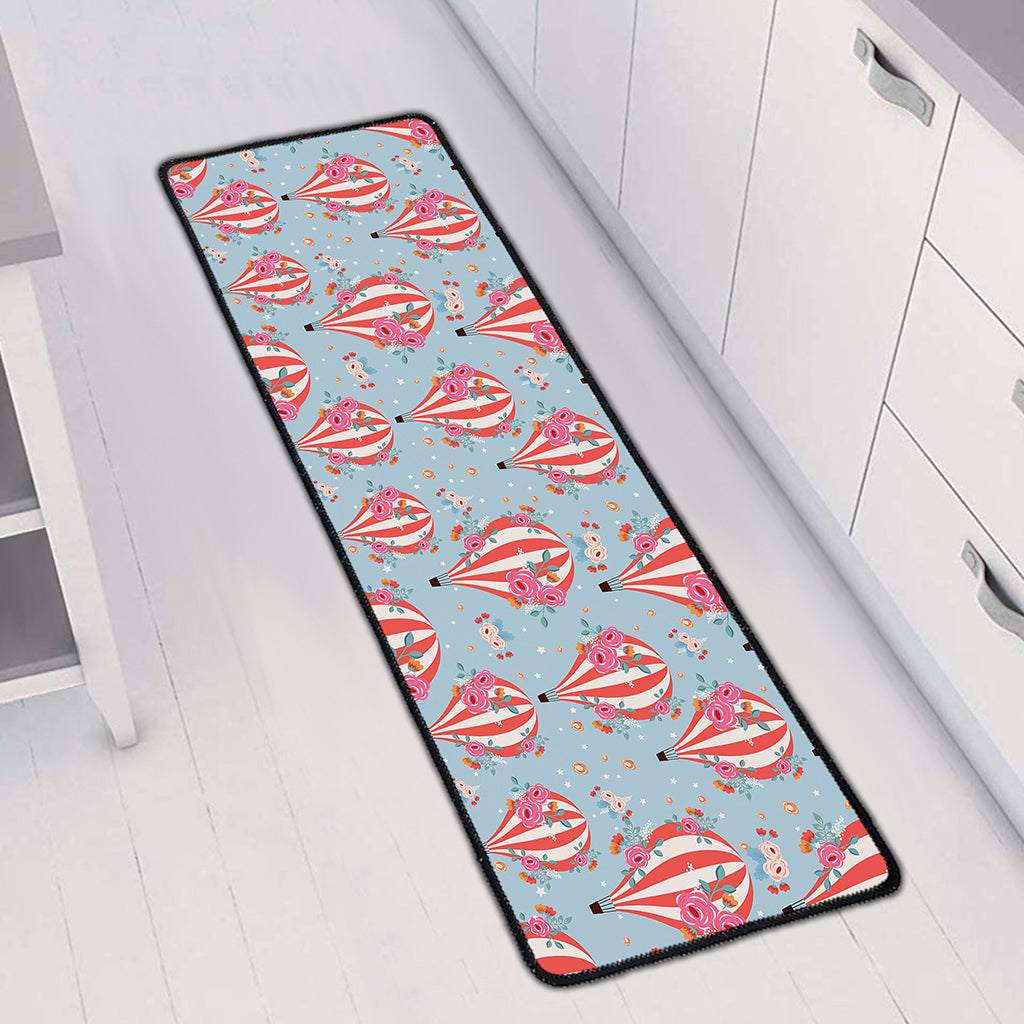 Floral Air Balloon Pattern Print Long Kitchen Mat
