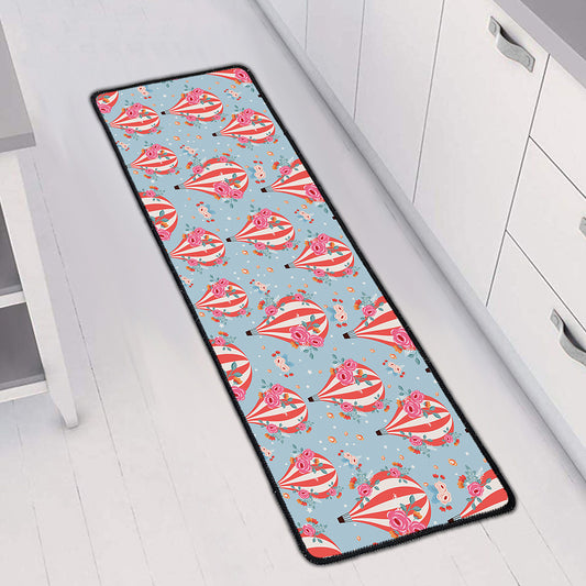 Floral Air Balloon Pattern Print Long Kitchen Mat