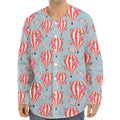 Floral Air Balloon Pattern Print Long Sleeve Baseball Jersey