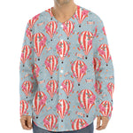 Floral Air Balloon Pattern Print Long Sleeve Baseball Jersey