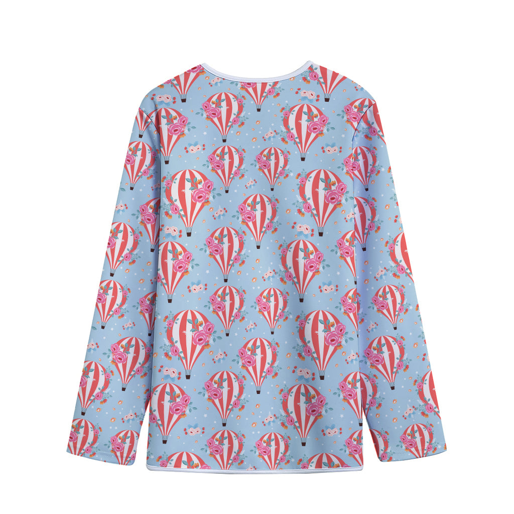 Floral Air Balloon Pattern Print Long Sleeve Short Coat