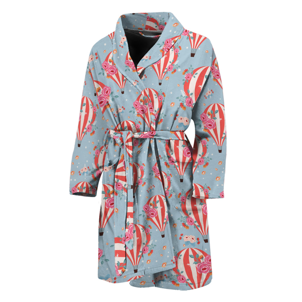 Floral Air Balloon Pattern Print Men's Bathrobe