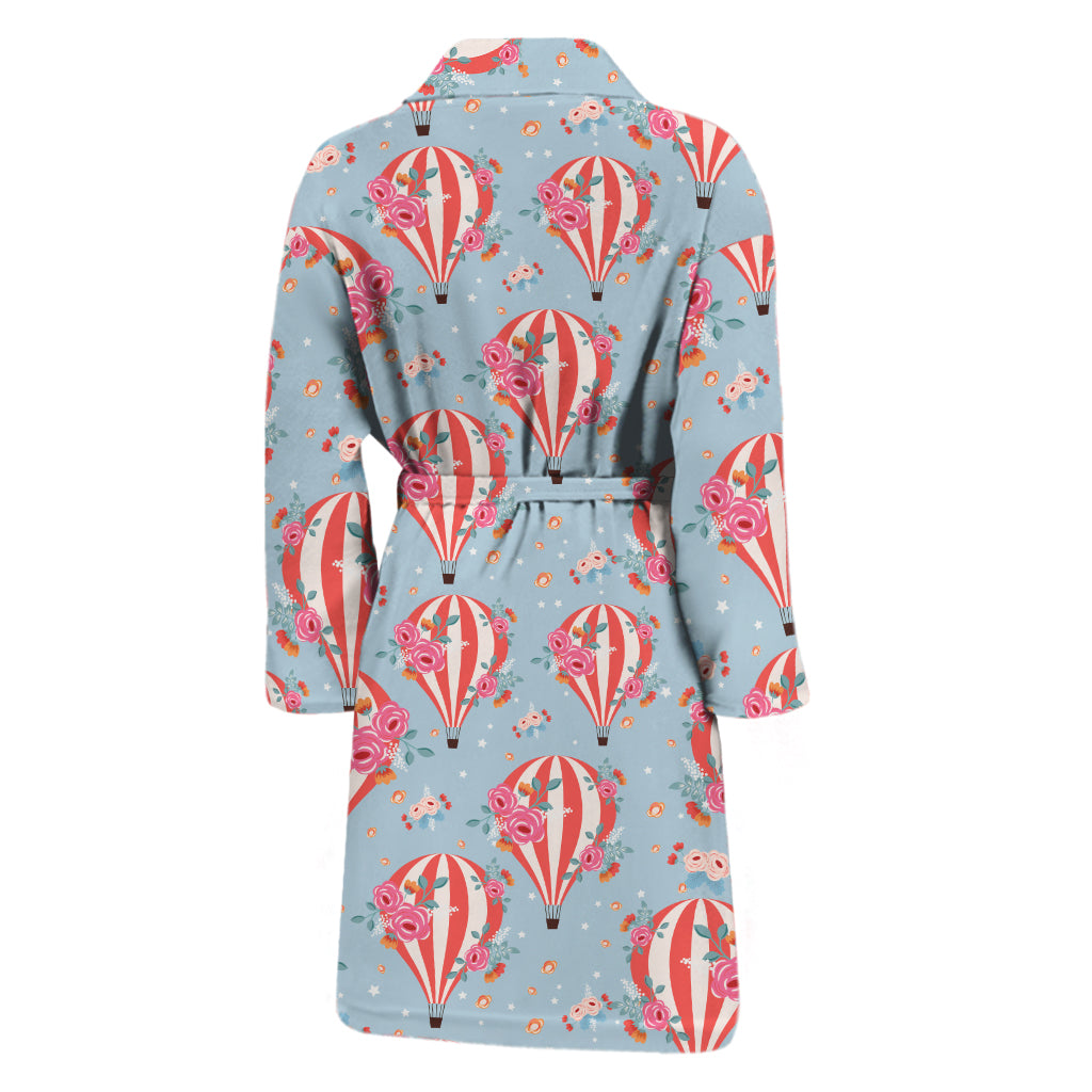 Floral Air Balloon Pattern Print Men's Bathrobe