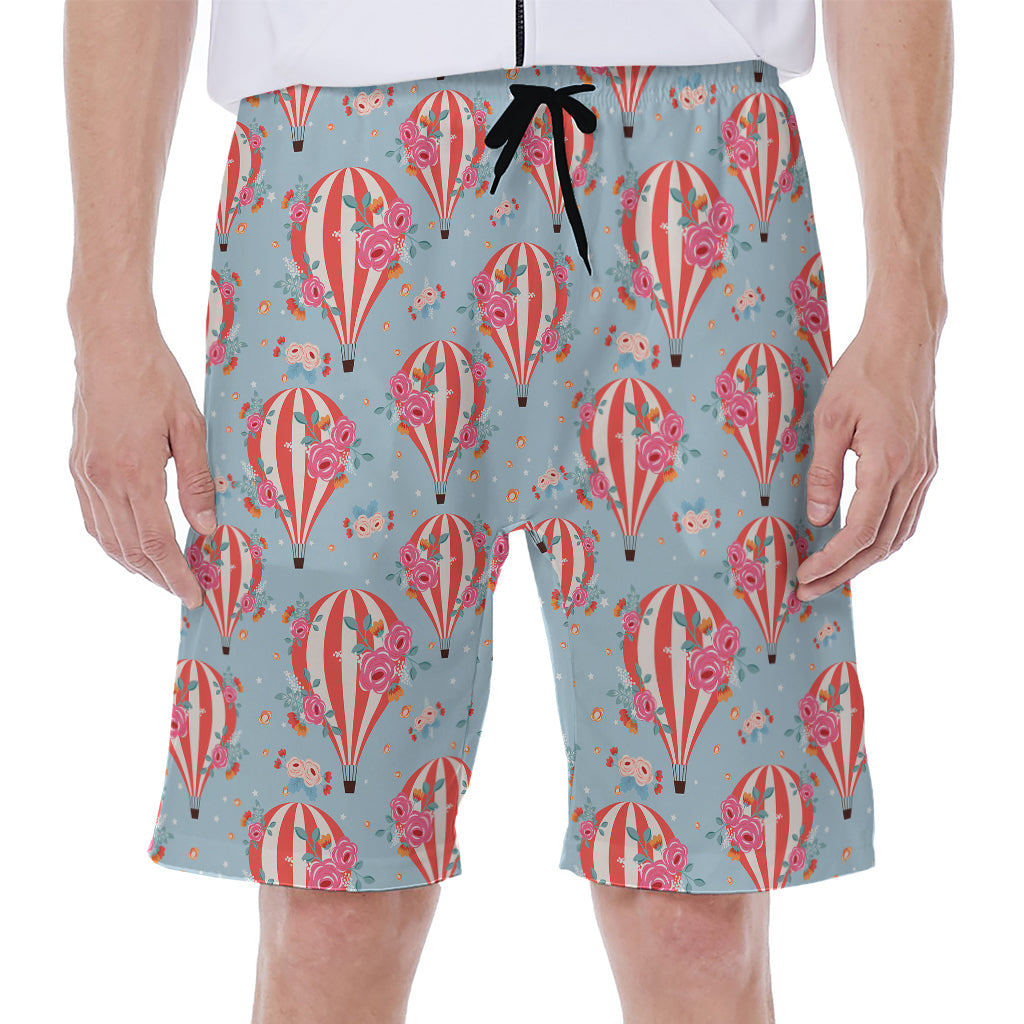 Floral Air Balloon Pattern Print Men's Beach Shorts