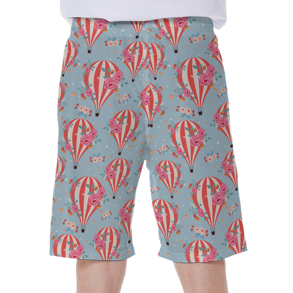 Floral Air Balloon Pattern Print Men's Beach Shorts