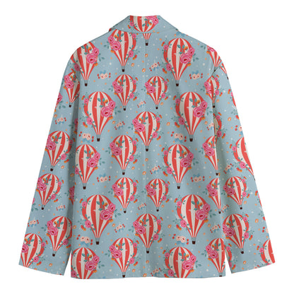 Floral Air Balloon Pattern Print Men's Blazer