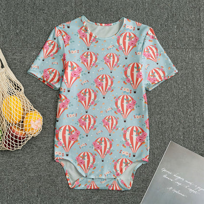 Floral Air Balloon Pattern Print Men's Bodysuit
