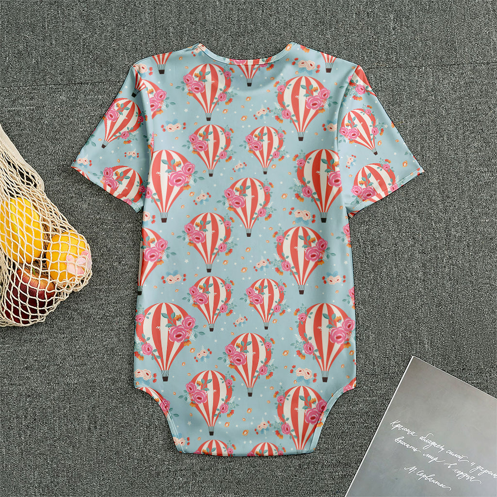 Floral Air Balloon Pattern Print Men's Bodysuit