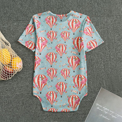 Floral Air Balloon Pattern Print Men's Bodysuit