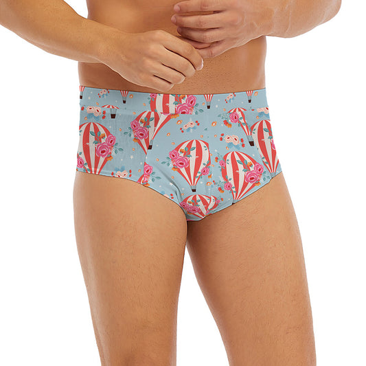 Floral Air Balloon Pattern Print Men's Briefs