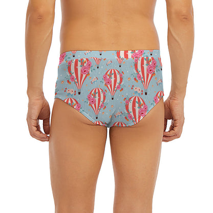 Floral Air Balloon Pattern Print Men's Briefs