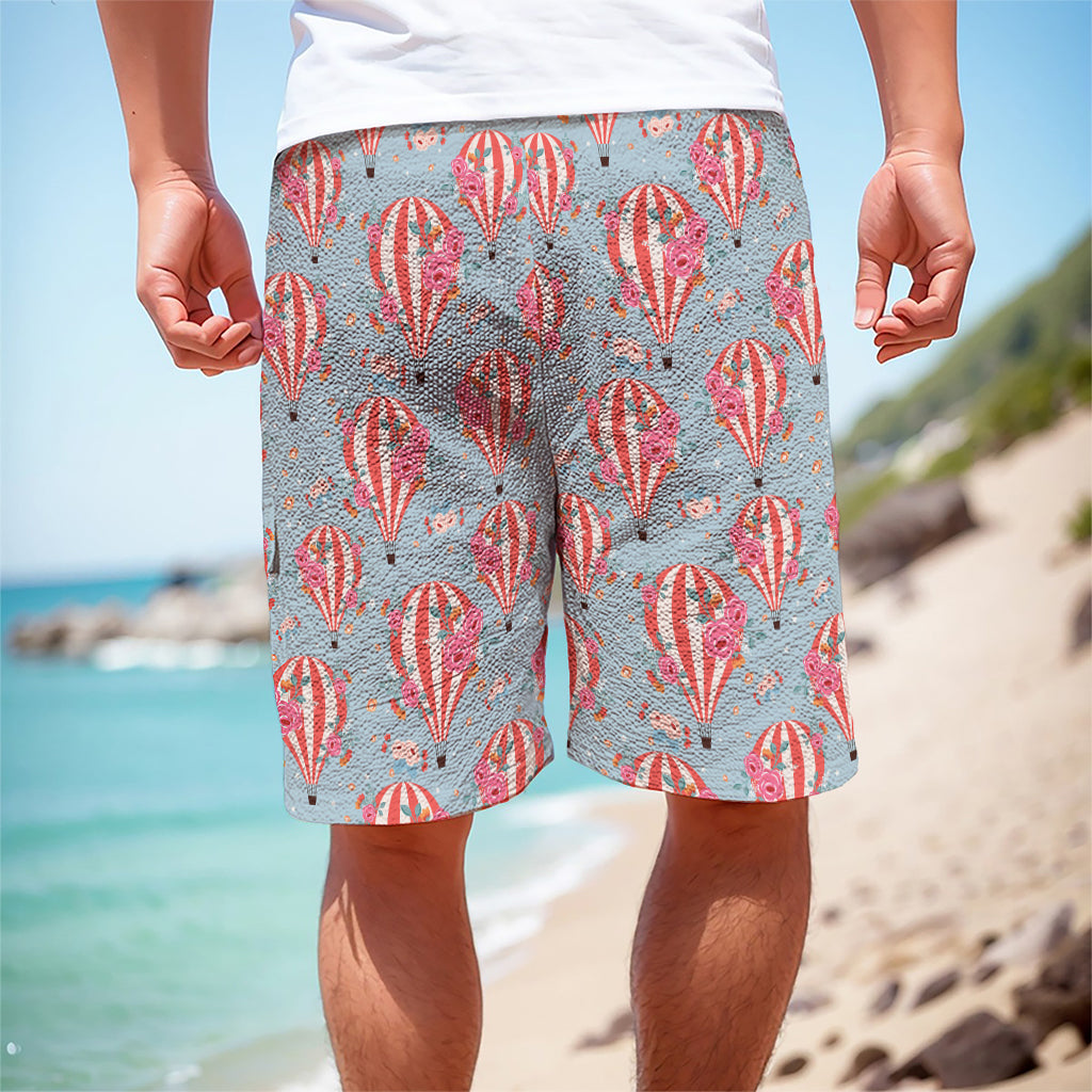 Floral Air Balloon Pattern Print Men's Cargo Shorts