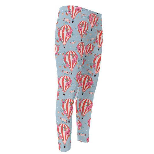 Floral Air Balloon Pattern Print Men's Compression Pants