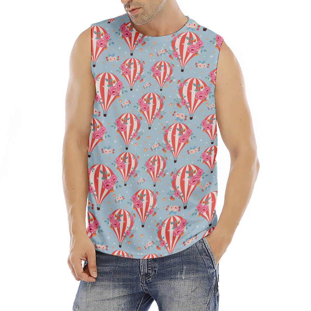 Floral Air Balloon Pattern Print Men's Fitness Tank Top