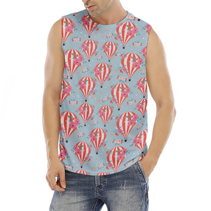 Floral Air Balloon Pattern Print Men's Fitness Tank Top