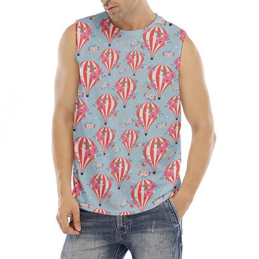 Floral Air Balloon Pattern Print Men's Fitness Tank Top