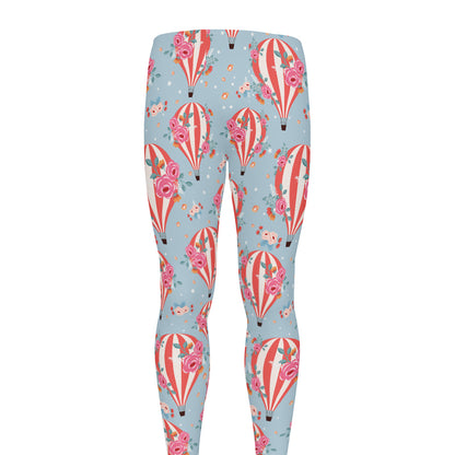 Floral Air Balloon Pattern Print Men's leggings