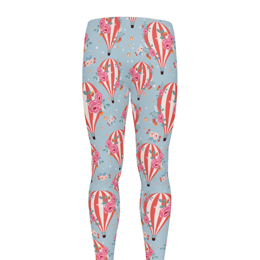 Floral Air Balloon Pattern Print Men's leggings