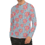 Floral Air Balloon Pattern Print Men's Long Sleeve Rash Guard