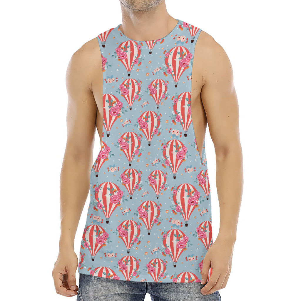 Floral Air Balloon Pattern Print Men's Muscle Tank Top