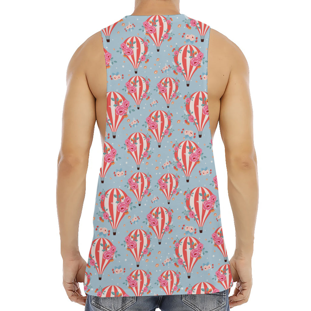 Floral Air Balloon Pattern Print Men's Muscle Tank Top